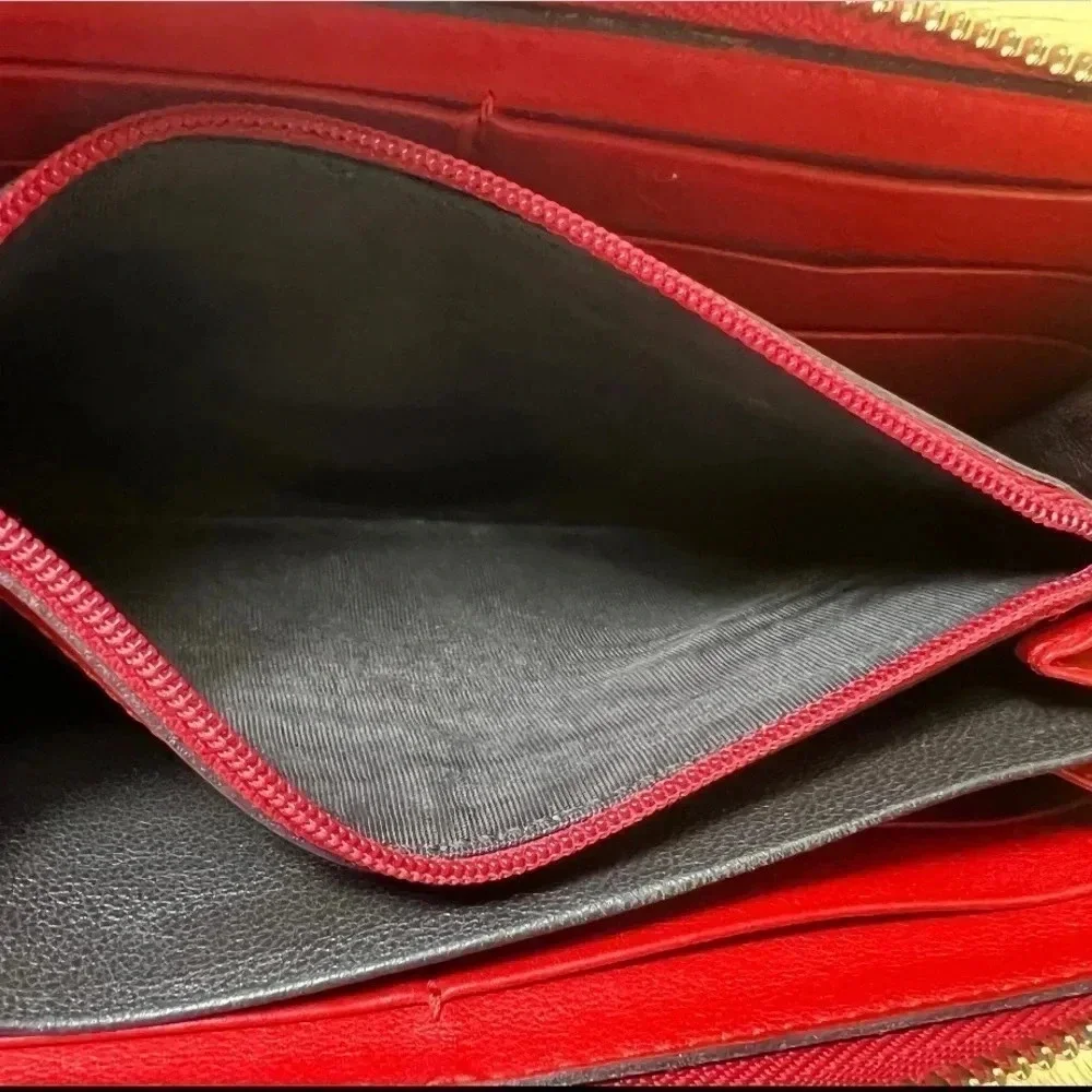 Gucci Red Leather Microguccissima Zip Around Wallet - Picture 12 of 13